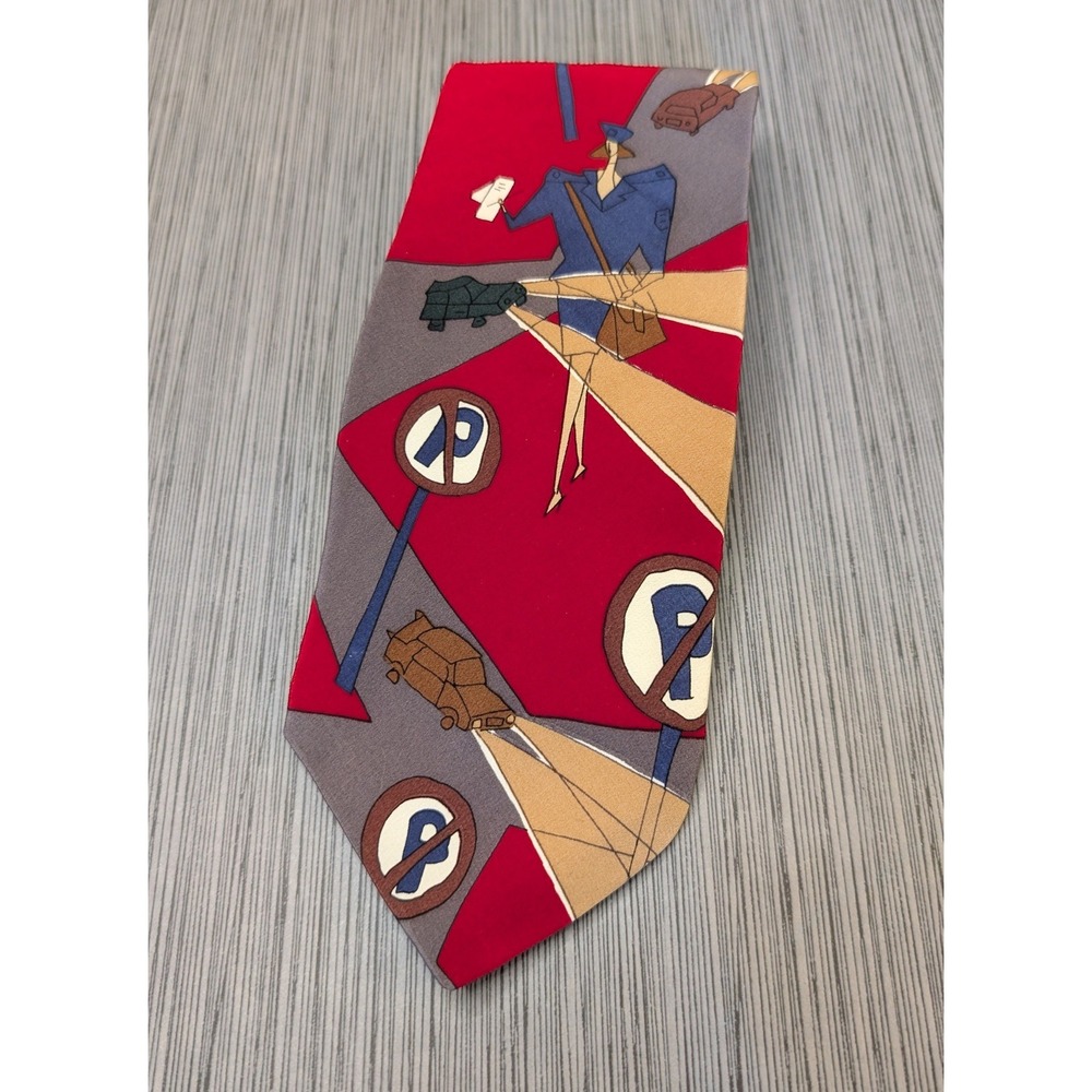 The Beatles Lovely Rita Vintage '91 Silk Tie Manhattan Menswear Red Grey Graphic